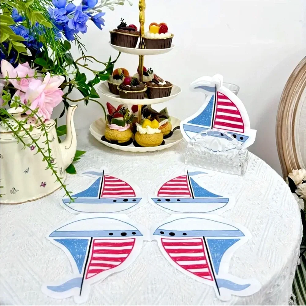 Nautical Sailboat Shaped Paper Napkins, 20-ct